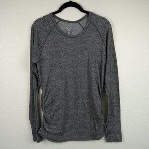 Athleta Momentum Seamless Long Sleeve Top M Gray Heather Thumbholes